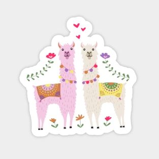 White and Pink Llama Pattern Sticker